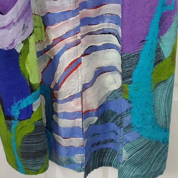 Claire Desjardins Linen Blend Watercolor Below the Surface Sleeveless Dress - Picture 5 of 15